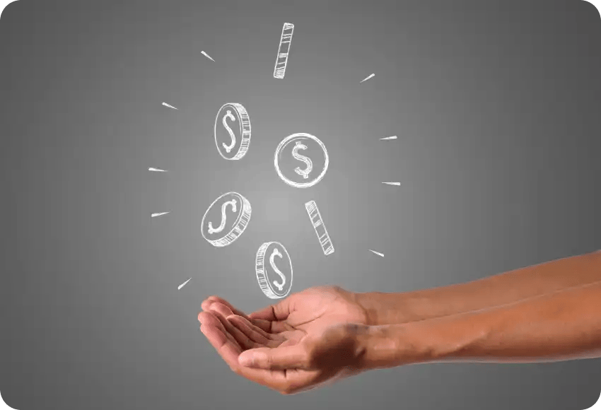 Hands receiving money symbolising above-average commissions earned through the Spectrum affiliate programme.