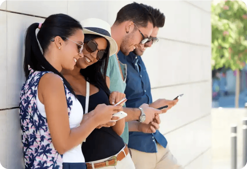 People actively using smartphones to click links, representing strong click-through rates for Spectrum affiliate promotions.